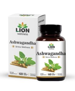 Lion Wellness Ashwagandha Extract Tablets, Natural Stress Relief & Energy Support, Herbal Supplement for Immunity & Mental Wellness, 60 Tablets